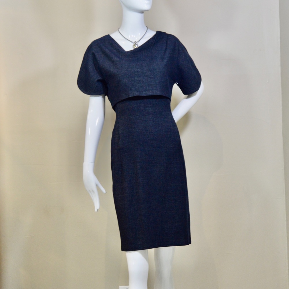 Dark Grey Danuta Virgin Wool Pencil Dress by BOSS Hugo Boss 📏 Size: 4 (Small) | - Picture 8 of 12